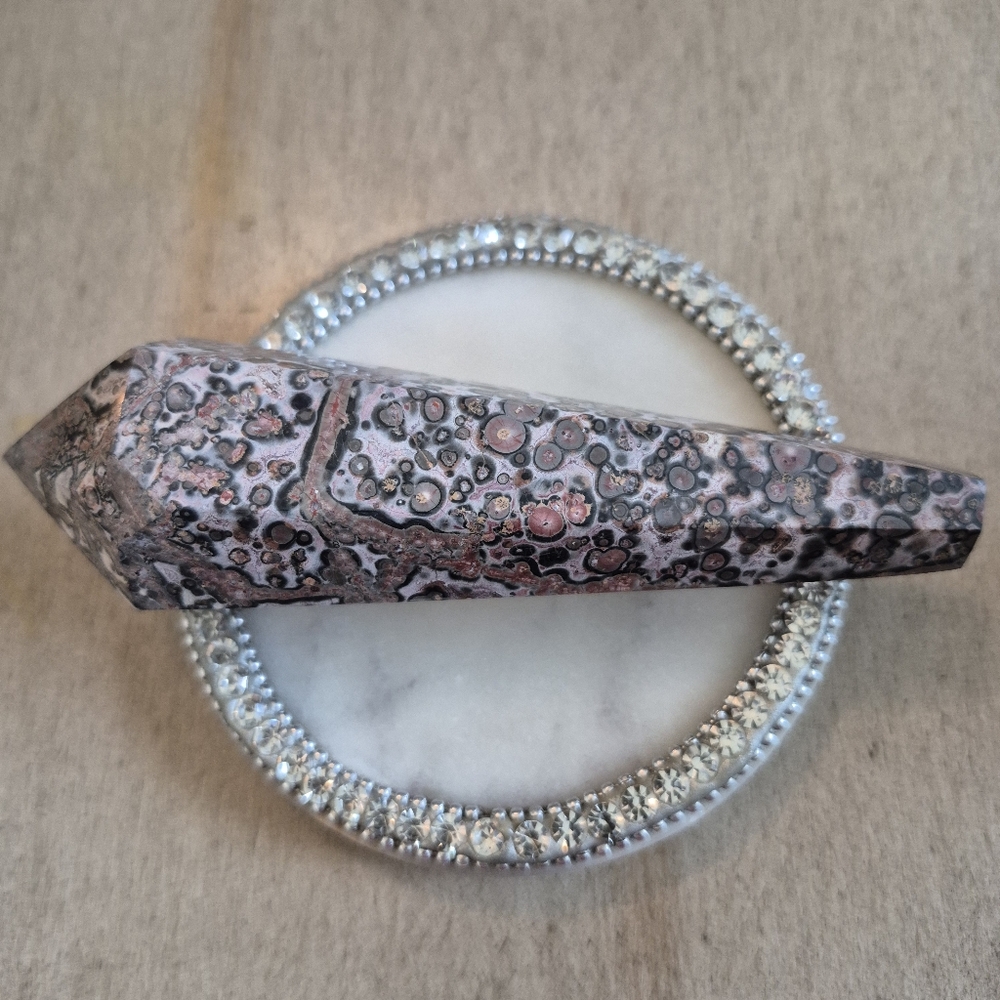 Natural Leopardskin Jasper Polished Crystal Scepter #4 New - Picture 1 of 6